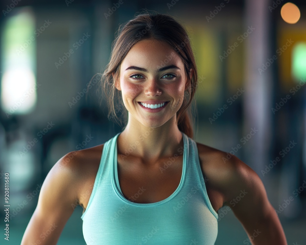 Athlete Headshot. Fitness Portrait of a Happy Woman in Gym Showing Health and Wellness Athlete Headshot. Fitness Portrait of a Happy Woman in Gym Showing Health and Wellness