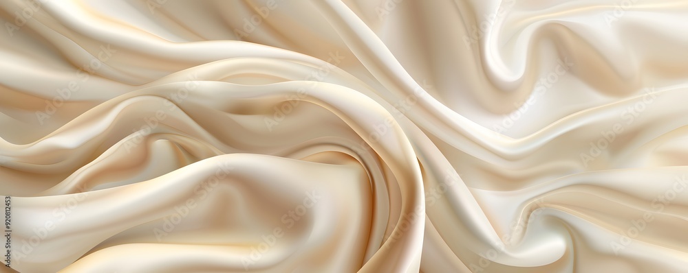 Abstract Background of Draped Smooth Beige Fabric Abstract Background of Draped Smooth Beige Fabric