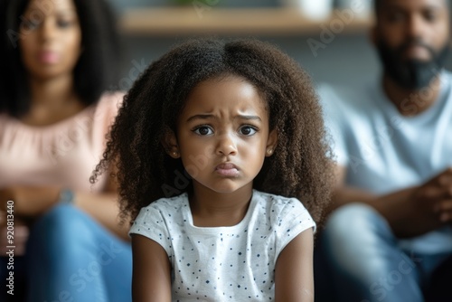 Wallpaper Mural Black Family Divorce. Traumatized Little Girl Caught in Conflict Between Unhappy Parents Torontodigital.ca