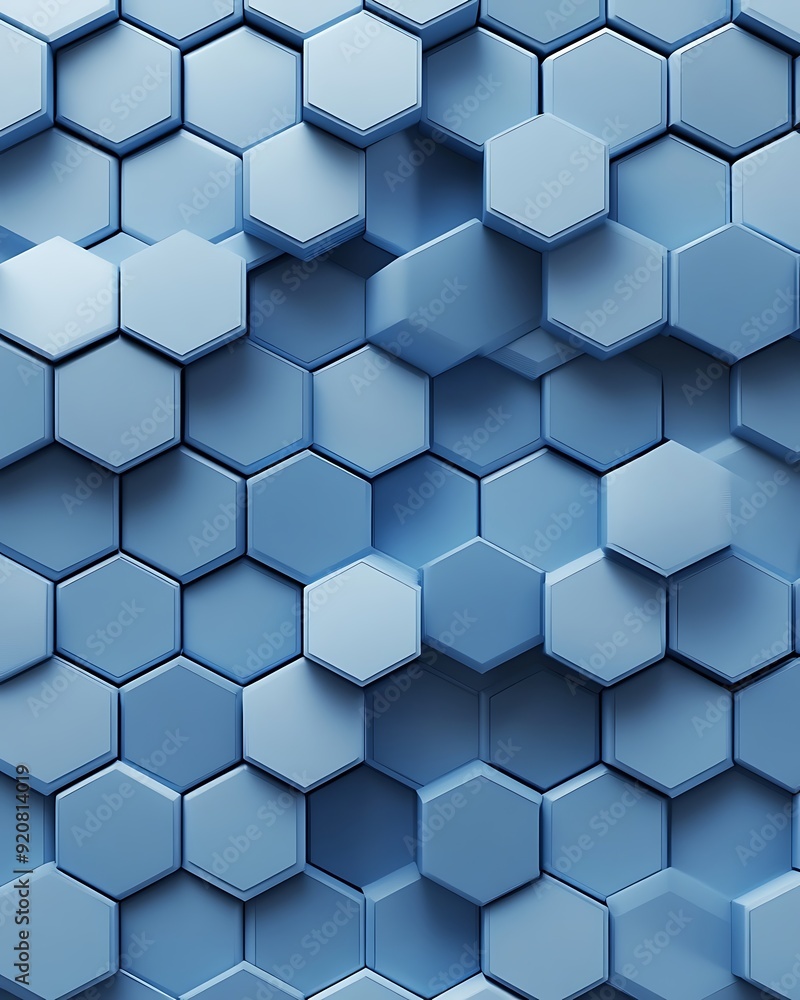 Seamless 3D Chambray Blue Interlocking Hexagons with Dynamic Pattern Seamless 3D Chambray Blue Interlocking Hexagons with Dynamic Pattern