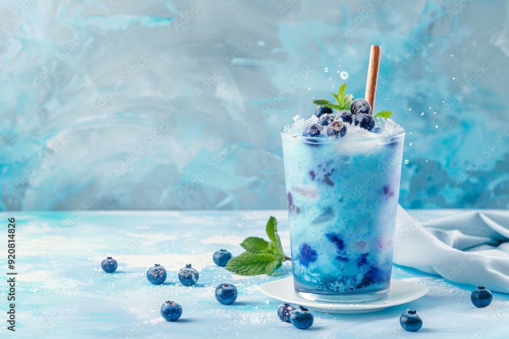 Non-alcoholic 'Blue Ocean' cocktail with passion fruit, grapefruit and ... Non-alcoholic 'Blue Ocean' cocktail with passion fruit, grapefruit and ...