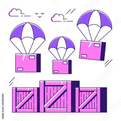 An illustration design of parachute delivery

