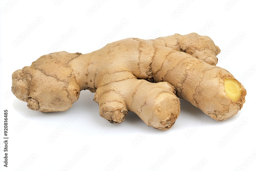 Fresh Ginger Root Isolated on a White Background Highlighting Its Natural Texture and Shape Fresh Ginger Root Isolated on a White Background Highlighting Its Natural Texture and Shape