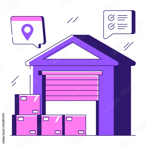 A flat design illustration of warehouse

