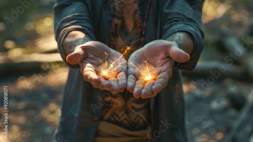 Healing young man hand