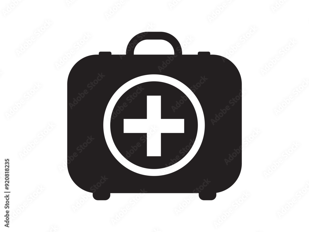 Fototapeta premium First aid box icon, First aid kit medicals box icon set med kit emergency safety briefcase vector symbol design for web and app,