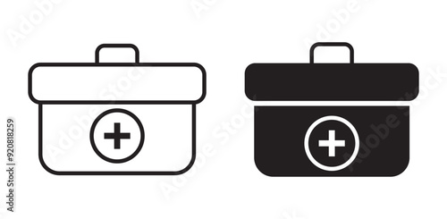 First aid box icon, First aid kit medicals box icon set med kit emergency safety briefcase vector symbol design for web and app,