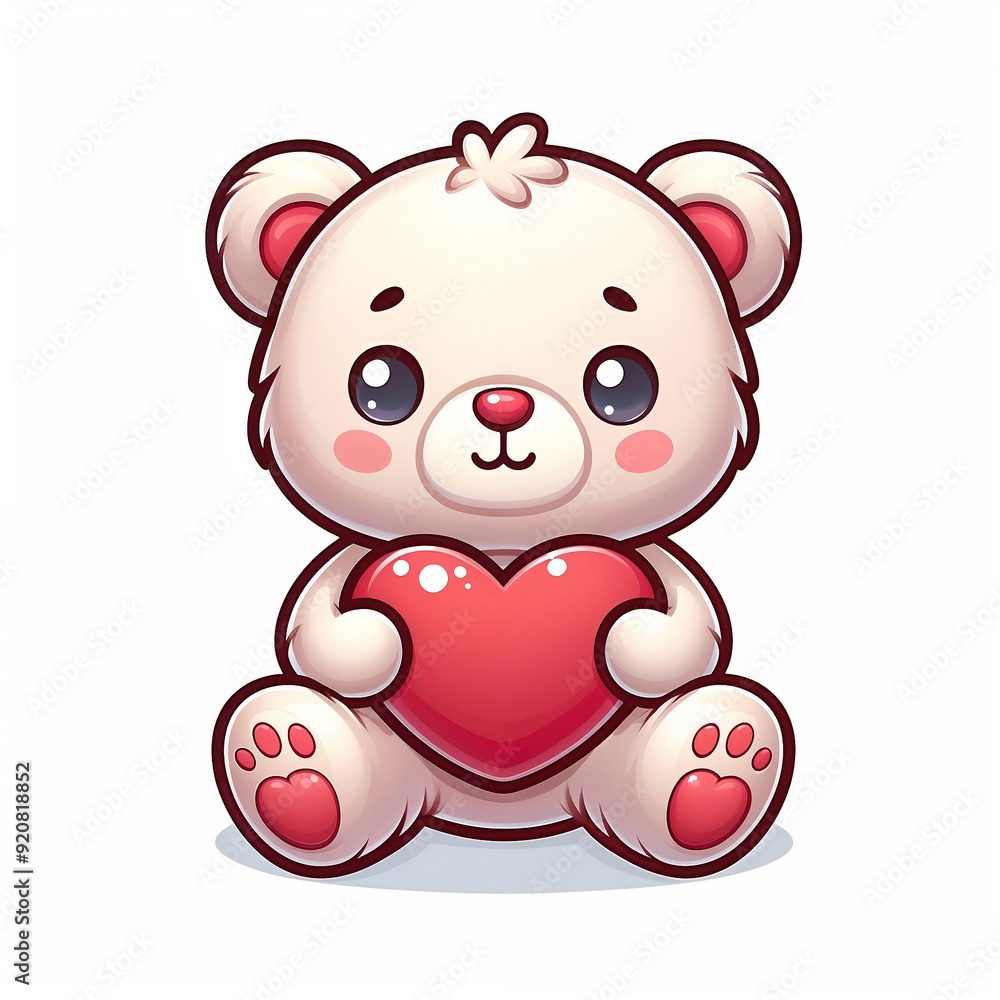 Cute teddy bear with heart on white background. AI Cute teddy bear with heart on white background. AI