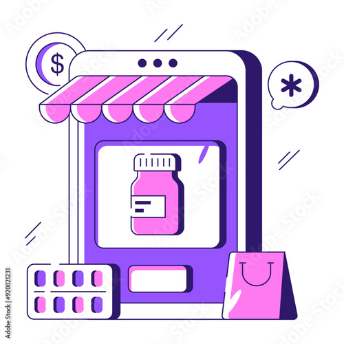 Modern design illustration of online pharmacy 

