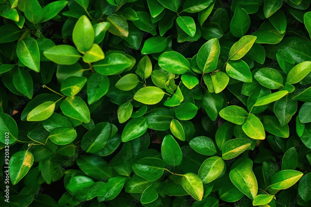 Lush Green Leaves Create a Vibrant Pattern of Light and Shade in a Natural Setting Lush Green Leaves Create a Vibrant Pattern of Light and Shade in a Natural Setting