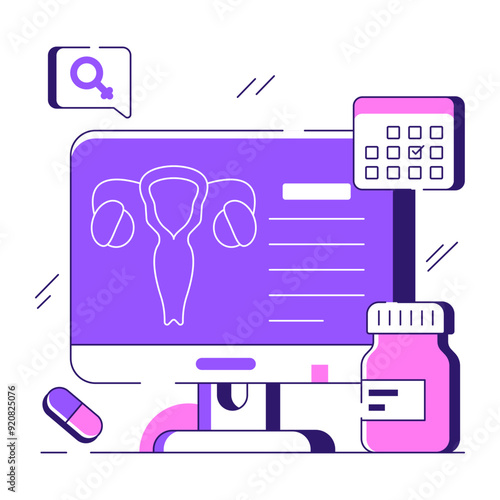 An illustration design of female reproductive organ 


