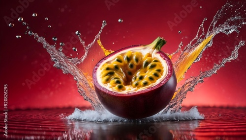 Passion Fruit Splashing in Water photo