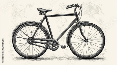 Vintage Bicycle Sketch with a Grunge Background