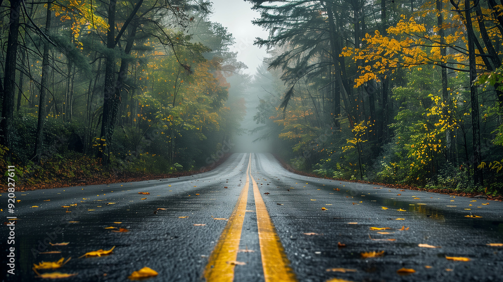 Fototapeta premium road in autumn forest