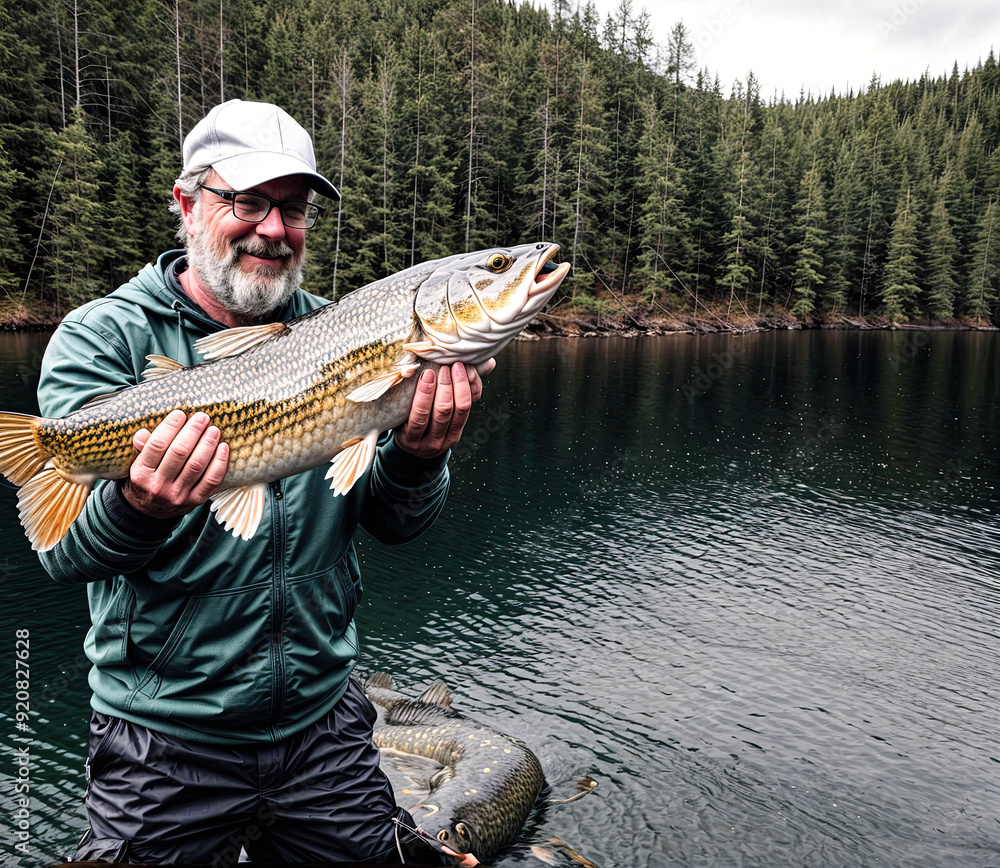 A man is holding a large fish in his hands A man is holding a large fish in his hands