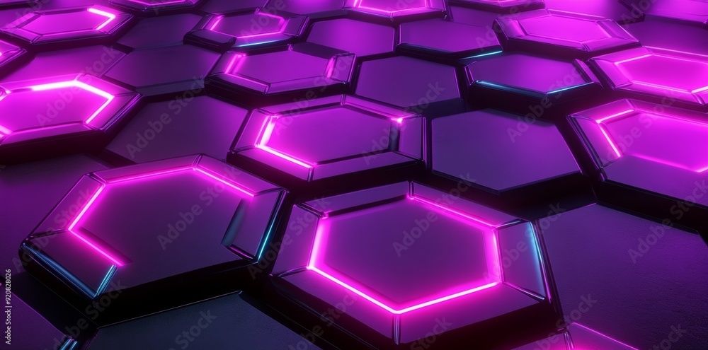 Hexagonal abstract background with glowing lights - Stock Hexagonal abstract background with glowing lights - Stock