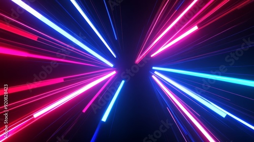 Creating a realistic glowing neon light background with 3D technology, a dark nightscape, a shadow, a spotlight, a virtual reality background, a cyber futuristic sci-fi background using a street