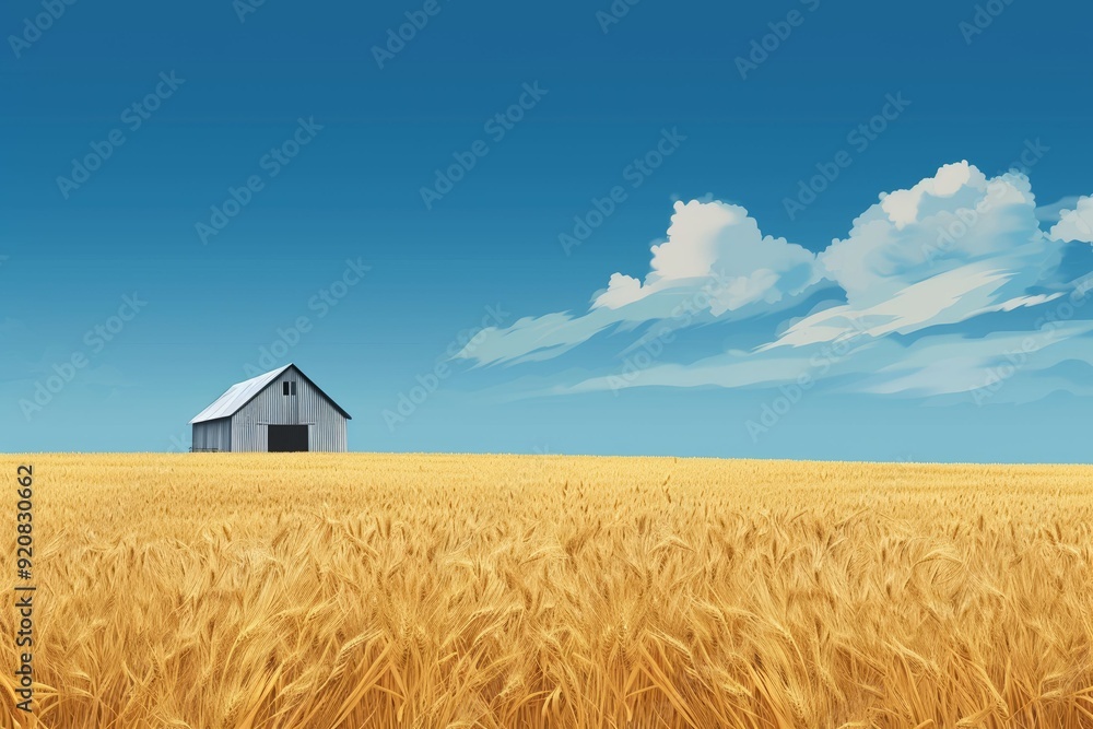 Landscape with an old village house standing in a field with autumn-yellowed grasses against a cloudy sky. Rural area.. Beautiful simple AI generated image in 4K, unique. Landscape with an old village house standing in a field with autumn-yellowed grasses against a cloudy sky. Rural area.. Beautiful simple AI generated image in 4K, unique.