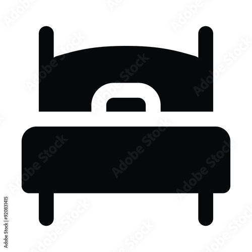 Simple Single Bed glyph icon. The icon can be used for websites, print templates, presentation templates, illustrations, etc
