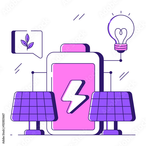A flat design illustration of solar battery

