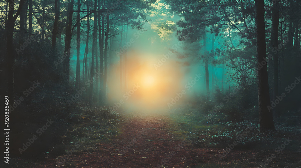 Mysterious forest clearing with a glowing aura Mysterious forest clearing with a glowing aura