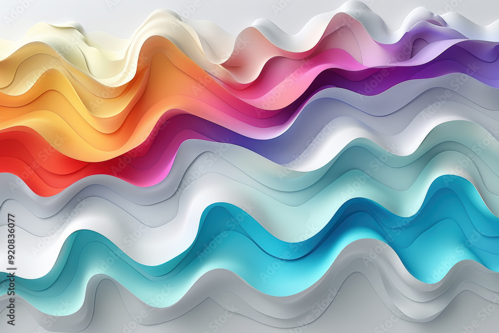 Fototapeta premium Abstract Waves of Colorful Paper
