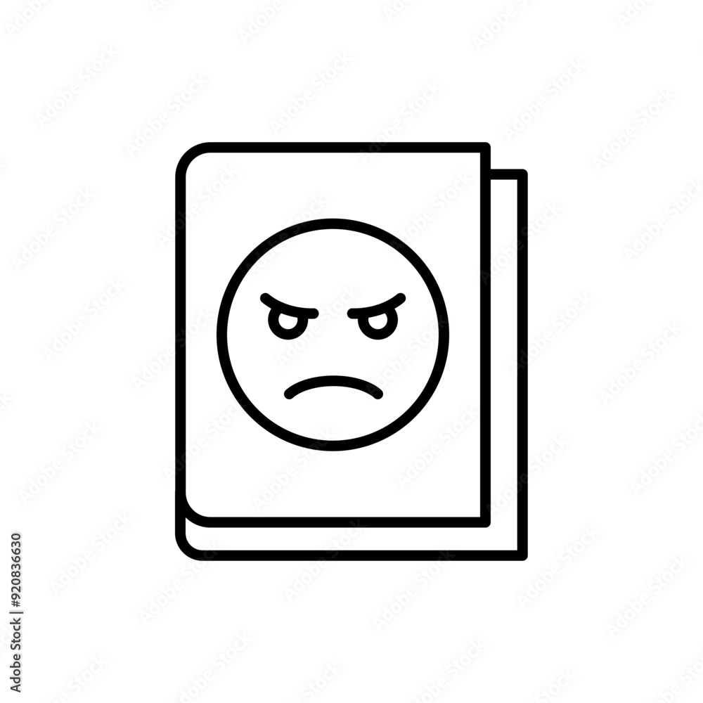 Angry book outline icons, minimalist vector illustration ,simple transparent graphic element .Isolated on white background Angry book outline icons, minimalist vector illustration ,simple transparent graphic element .Isolated on white background