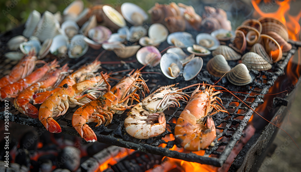 a seafood shellfish BBQ a seafood shellfish BBQ