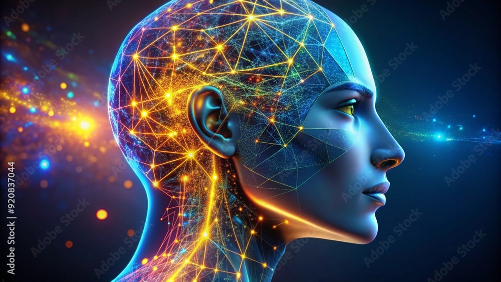 head with binary code background head with binary code background