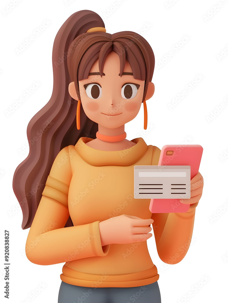 A woman receiving a payment notification on her smartphone from a mobile banking app with a plain background providing ample space for text or graphics. A woman receiving a payment notification on her smartphone from a mobile banking app with a plain background providing ample space for text or graphics.