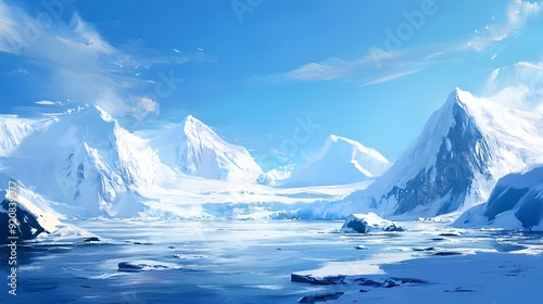 Wallpaper Mural Captivating Polar Landscape with Towering Snow-Capped Mountains and Frozen Waters Torontodigital.ca
