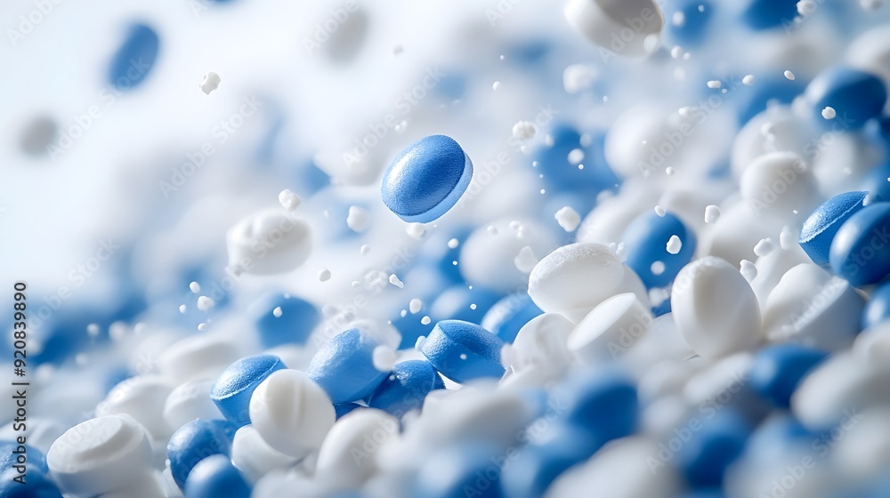 Vibrant Blue Soap Bubbles Floating on Airy Surface Vibrant Blue Soap Bubbles Floating on Airy Surface