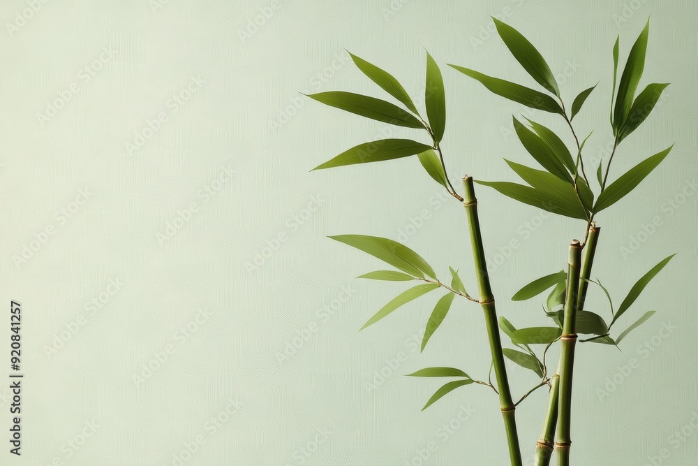 Obraz premium Eco-Friendly Living Concept: Bamboo Symbolism in Minimalist Flat Illustration Style