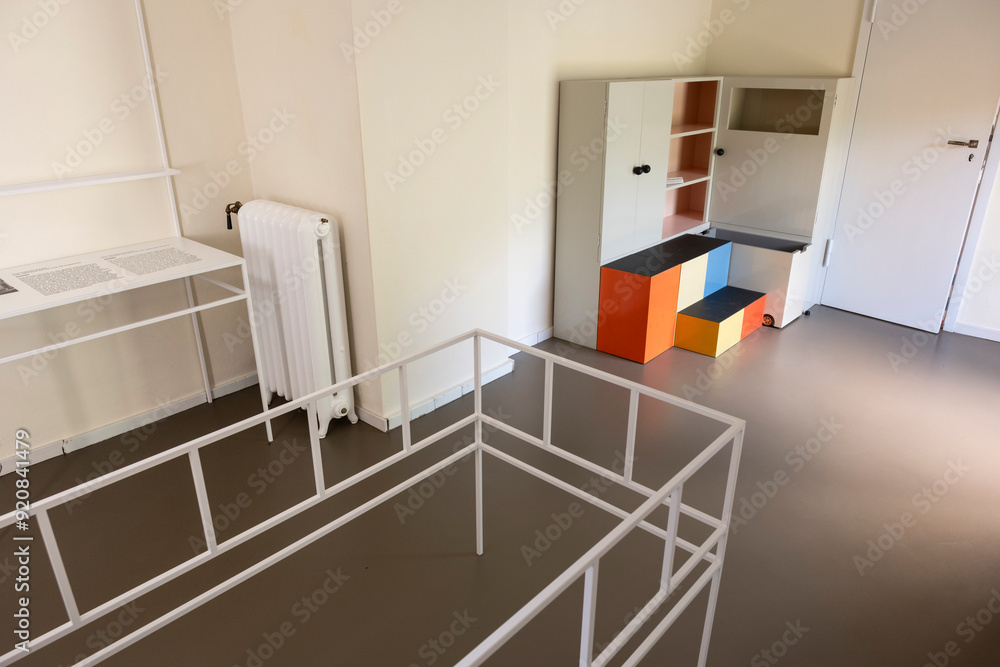 Haus am Horn, first Bauhaus model house. Children's room with multi ...