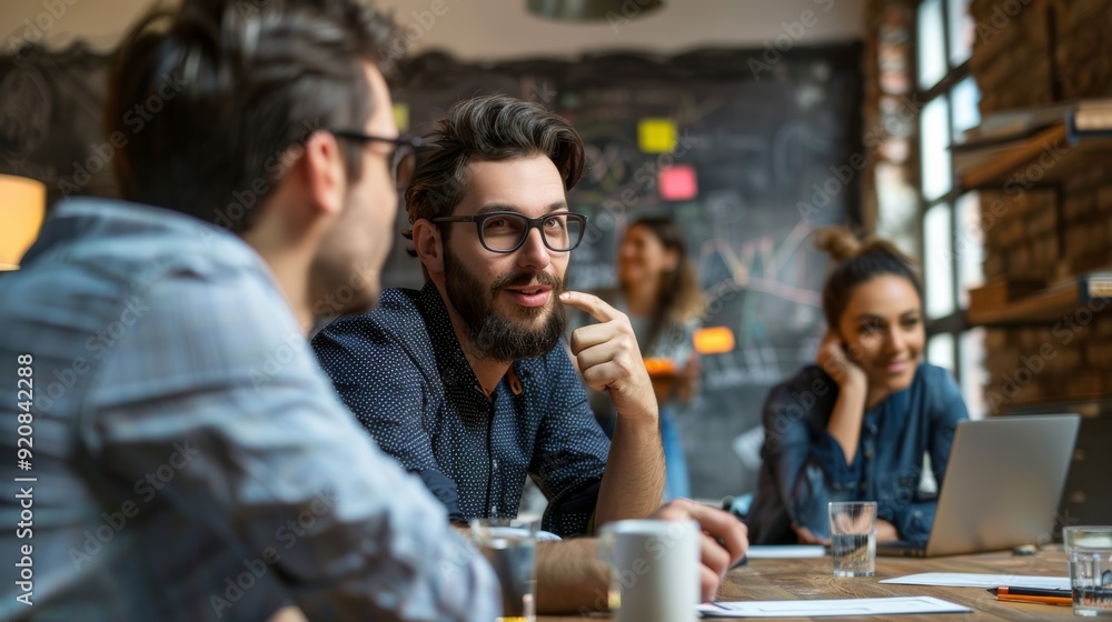 An entrepreneur explaining the scalability of their startup idea to a panel of investors An entrepreneur explaining the scalability of their startup idea to a panel of investors