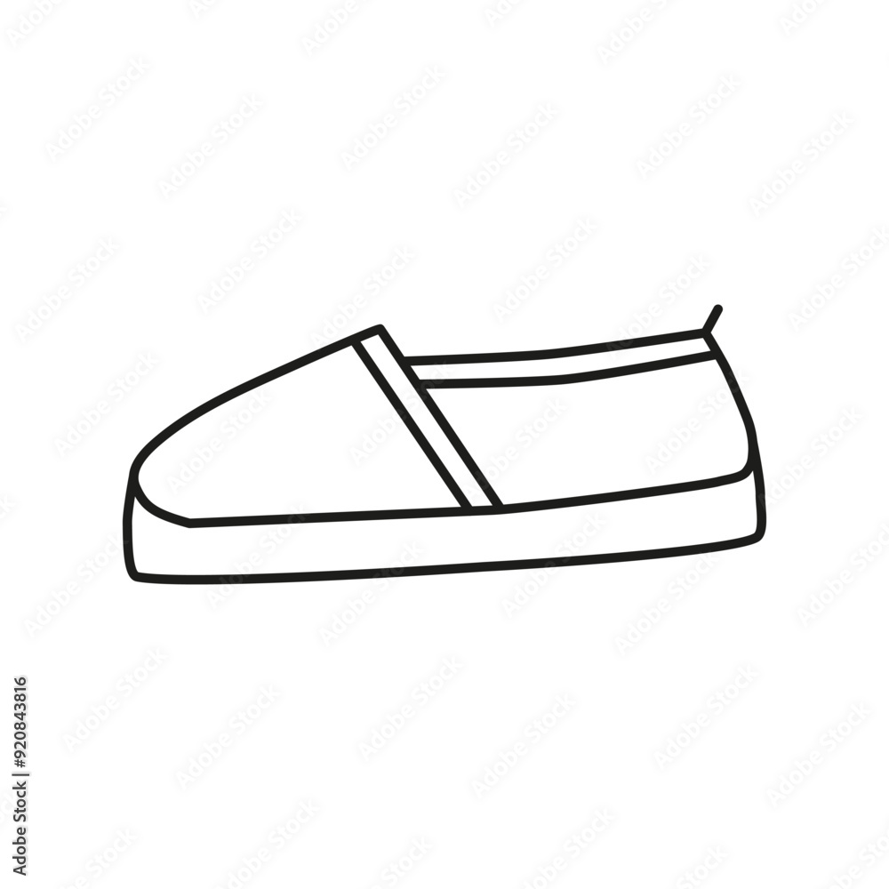 Doodle outline espadrille shoe isolated on white background. Doodle outline espadrille shoe isolated on white background.