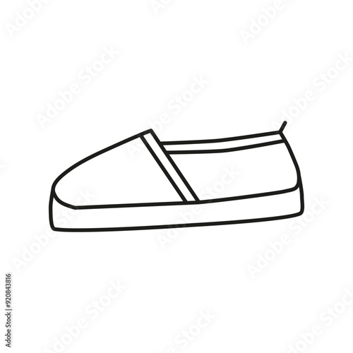 Doodle outline espadrille shoe isolated on white background.