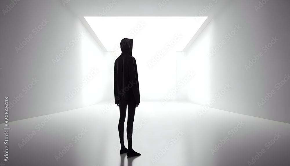 Fototapeta premium silhouette of a person in a corridor