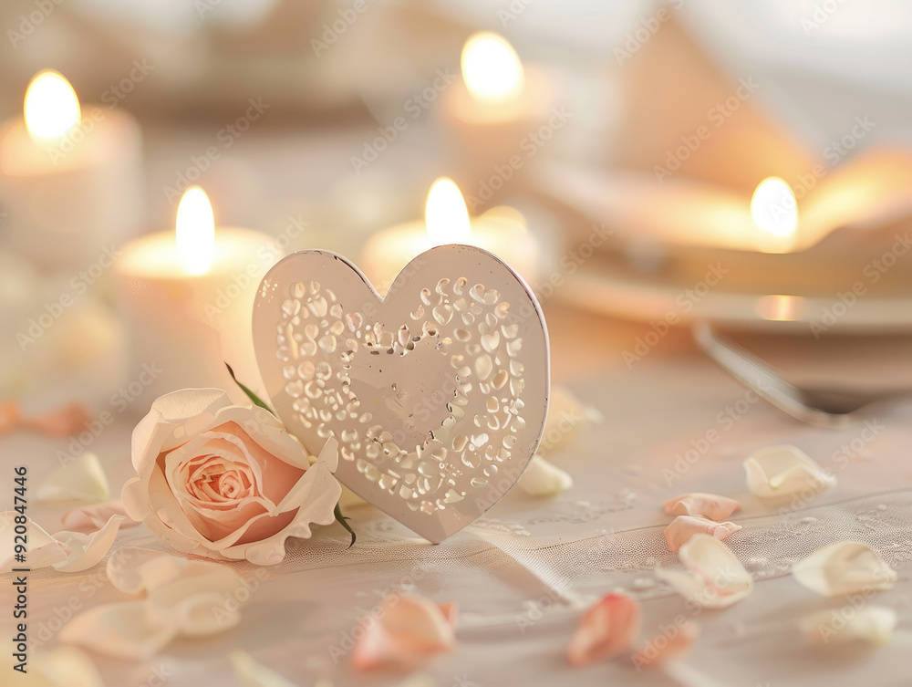 Romantic Wedding Theme with Heart Motif and Soft White Background Romantic Wedding Theme with Heart Motif and Soft White Background