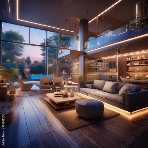 Modern luxury smart house interior architecture