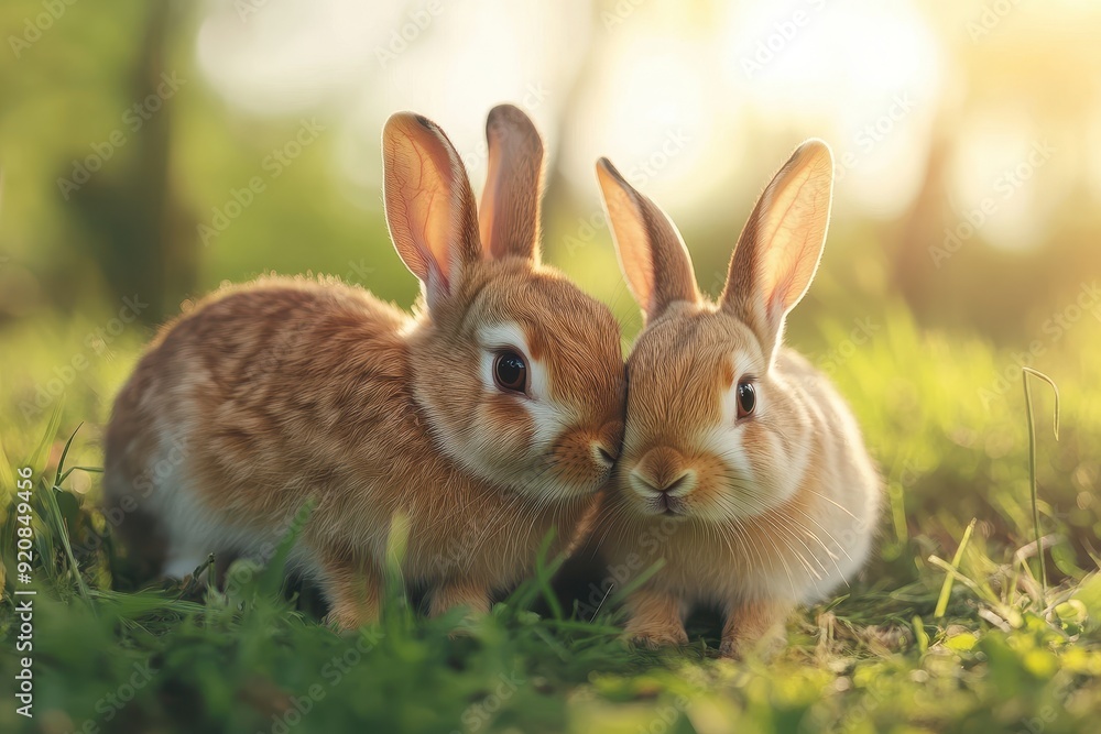 Serene Rabbits in Natural Habitat - Advocating Wildlife Conservation and Harmony with Nature Serene Rabbits in Natural Habitat - Advocating Wildlife Conservation and Harmony with Nature