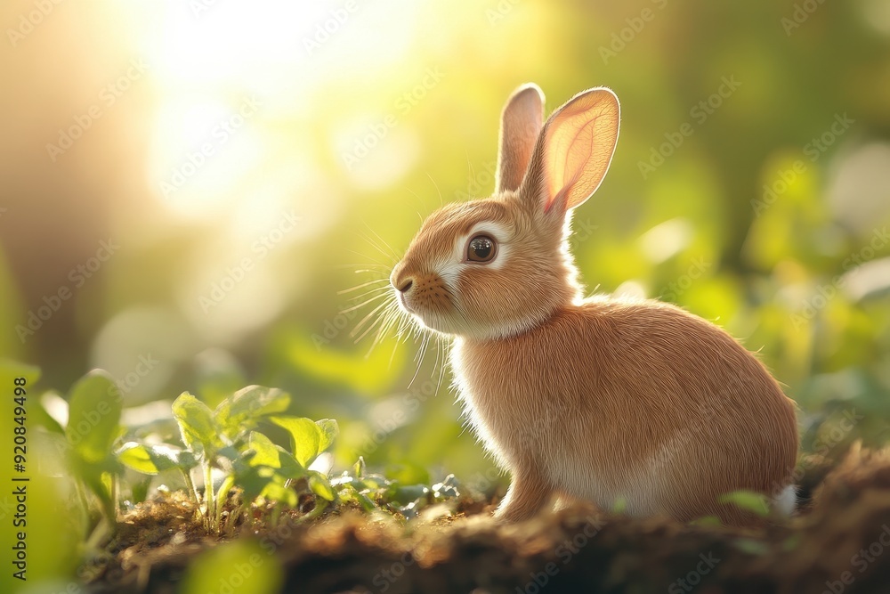 Fototapeta premium Harmony in the Wild: Woodland Rabbits Advocate for Environmental Conservation