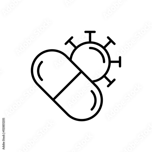 Antibiotics outline icons, minimalist vector illustration ,simple transparent graphic element .Isolated on white background