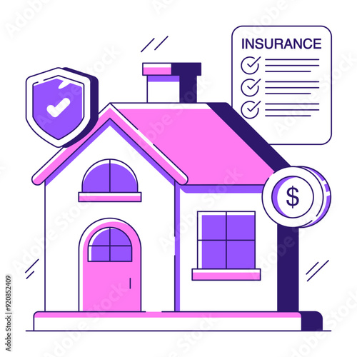 A trendy design illustration of home insurance 

