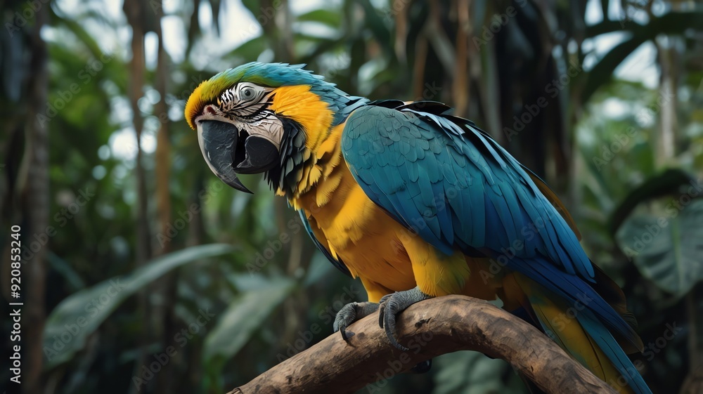 Obraz premium A picture of a blue and gold macaw parrot