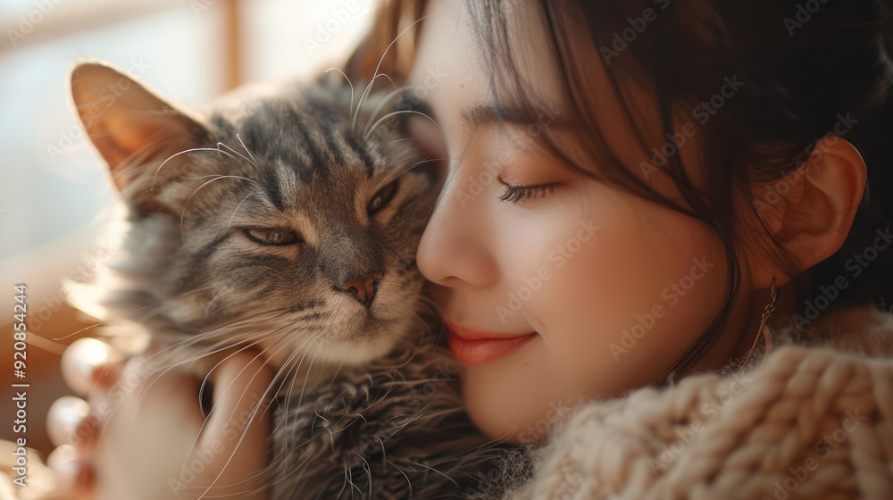 A Tender Moment Between a Woman and Her Cat A Tender Moment Between a Woman and Her Cat