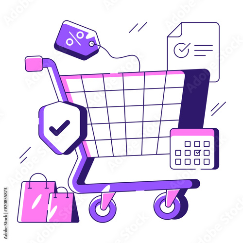 Creative design illustration of shopping cart

