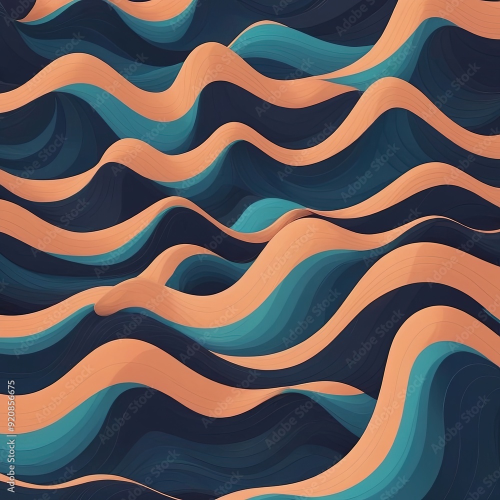 Fototapeta premium Wave Pattern - Flowing, curvilinear lines that mimic the movement of waves.