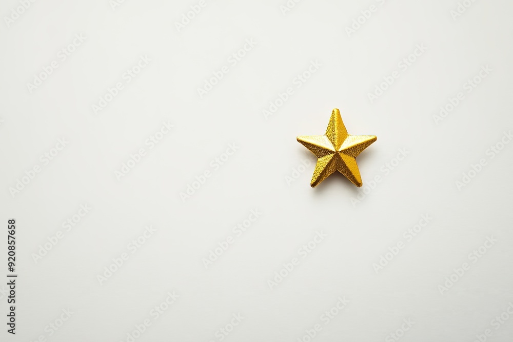 Obraz premium Golden star on white minimalist background, space for text