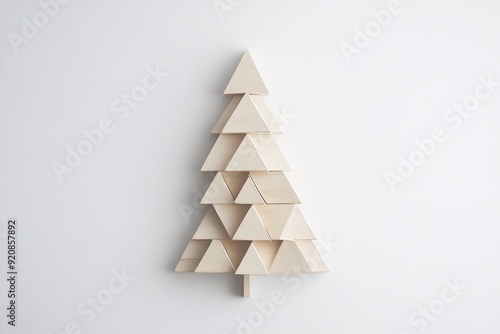 Minimalist paper Christmas tree on white background
